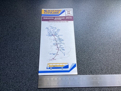 Scottish Citylink Bus Group Route 547 548 Timetable January 1984 Glasgow Bristol - 第 1/3 張圖片