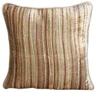 Decorative Throw Pillow Cover Beige 16"x16", Square Velvet - Brown Stripes