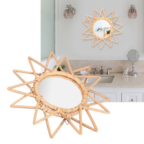 IDM Star Rattan Innovative Art Decoration Makeup Mirror Retro Dressing - Picture 7 of 12