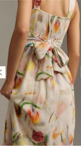 Anthropologie Klaas Jonkman Sleeveless Square-Neck Linen Midi Dress Off... - Picture 4 of 16