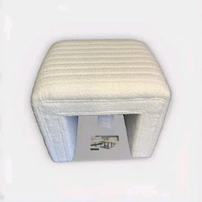 Ottoman Small White Home Décor Cream Boucle Tufted Ushape Make-up Chair