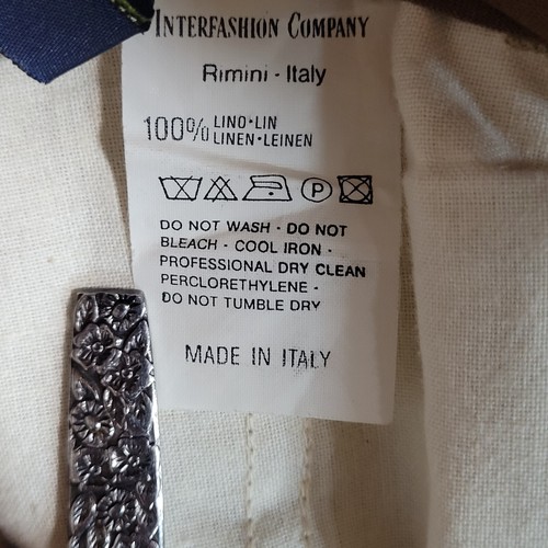 Romeo Gigli Mens 100% Linen Pants Tan Tag 48x32 Measures 32x28 Vintage 90s Italy - Picture 10 of 11