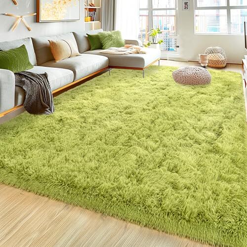 8x10 Large Area Rugs for Living Room, Ultra Fluffy Shag Rug for 8x10 Feet Green - Picture 3 of 6