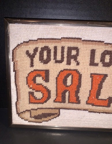 YOUR LOYAL SALESMAN Needlepoint Framed Art Vintage - Picture 5 of 22