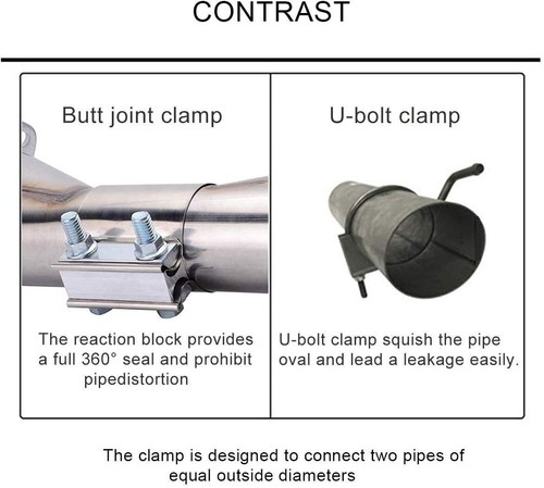 2PCS 4" Inch Stainless Steel Butt Joint Band Exhaust Clamp Sleeve Coupler T304 - Picture 5 of 9