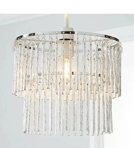 23cm New Adela Chrome Easy Fit Pendant Shade Chandelier Light For Ceiling