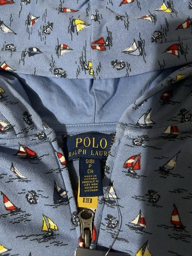 Ralphlauren Sailboat-Print Spa Terry Full-Zip Hoodie- Size:8 - Picture 5 of 6