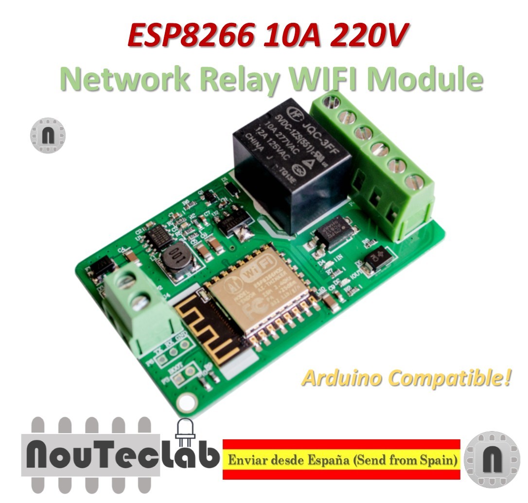 Módulo WIFI de relé de red ESP8266 10A 220V entrada CC 7V...