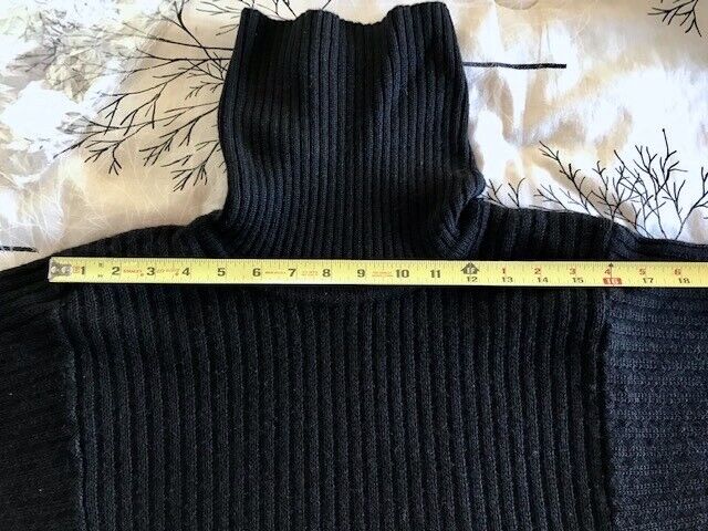 Jaeger 100% Wool Ribbed Black Batwing Sleeve Turt… - image 6