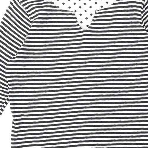 Camicia base DASH da donna nera a righe cotone taglia 10 collo a V - Foto 10 di 12