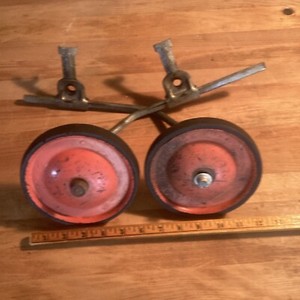 VINTAGE TRAINING WHEELS Hard Rubber Tire Red Rim Bicycle Bike Kids