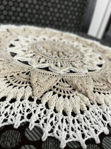 A100% Cotton Handmade Crochet Tablecloth Doily Lace. Natural-Whit 13,5 inch. new - Picture 7 of 7