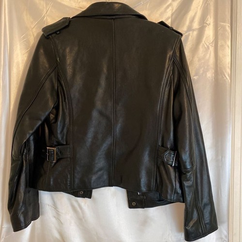 Giacca Moto Donna Collezione Nera Foderata Cerniera Collo Alto Tasche Pelle M - Foto 2 di 6