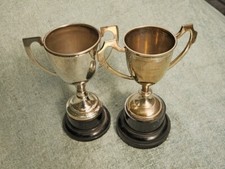 Blank x2 Silver Plate Trophies Unused medium approx 12.99 cm