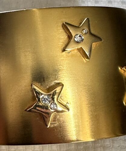 KJL Golden Star Cuff Bracelet Kenneth Jay Lane 1990s Vintage - Picture 4 of 11