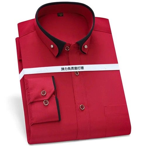 Hot Sale Herren Business Hemden Langarm Kontrast Kragen Social - Bild 14 von 18