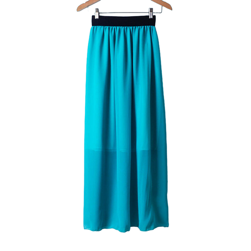 Women's Summer Pleated Chiffon Elastic Waist Double Layer Long Skirt - Picture 8 of 25