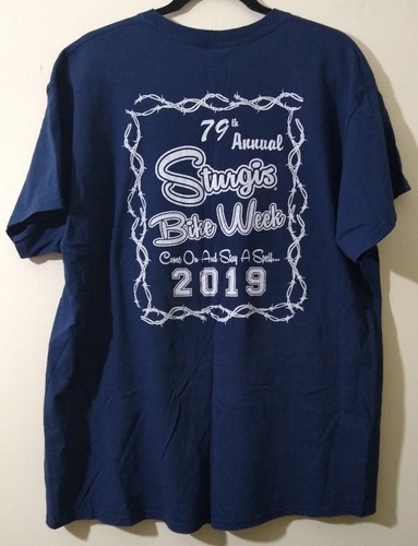 Motorcycle Rally 2019 Sturgis Retro American Flag Graphic T Shirt XL Black Hills - Picture 4 of 4