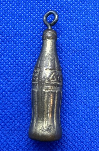 Vintage Miniature Coca-Cola Metal Bottle Gold Tone Keychain Charm Pendant