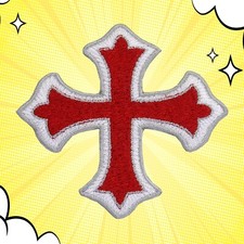 Knight Templar Cross Patch Medieval Coat of Arms Embroidered Iron-On Badge