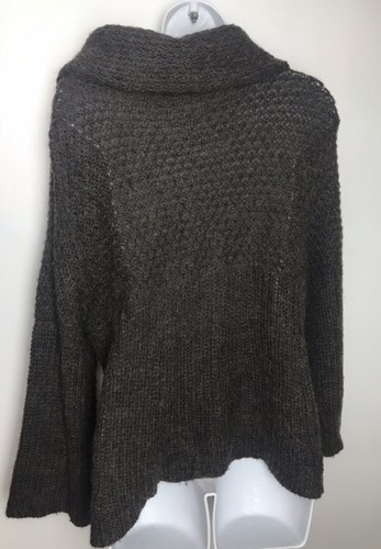 MAGASCHONI Brown Sweater Coatigan Cardigan Wool Blend Knit Cowl Funnel Neck Sz M - Picture 6 of 8