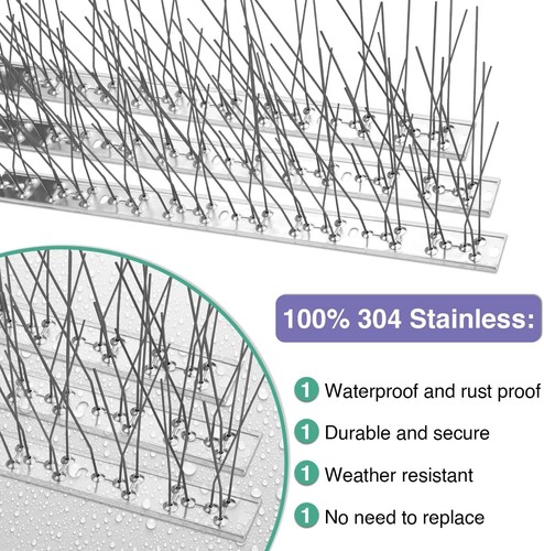 50.4 Feet Bird Spikes, Stainless Steel Bird Spikes Fence Spikes for Crow Robin P - Picture 3 of 11