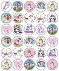 Unicorn Horses Edible Cupcake Toppers Icing Birthday Cake Decorations (2 Sizes)
