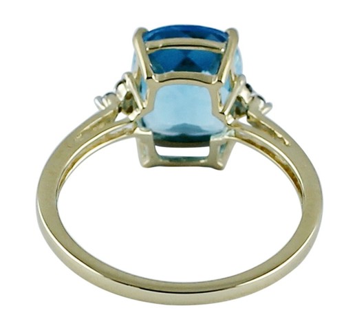 Swiss Blue Topaz Gemstone 925 Sterling Silver Cocktail Ring Size 7 For Girls - Picture 8 of 9
