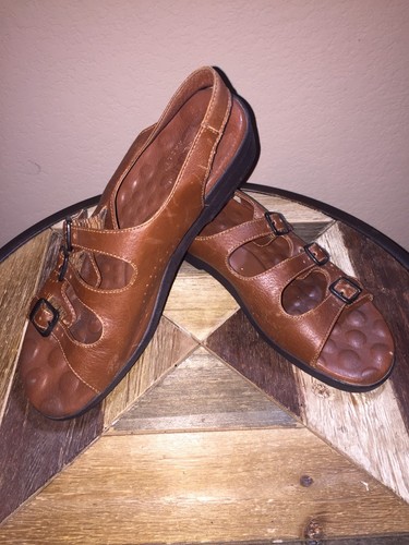 Walking Cradles Brown Open Toe Slingback Heel Adjustable Straps Sz 9.5 M - Picture 7 of 9