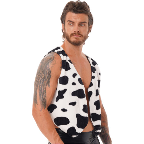Mens Tops Hippie Vest Outwear Animal Costume Sleeveless Jacket Christmas - Picture 5 of 27