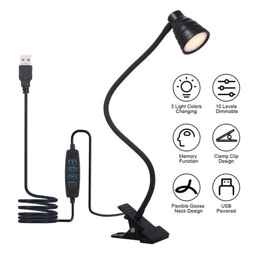 Desk Flexible 360° Clip Lamp Bed Desktop Clamp Light 24LEDs Clip-on Table Lamp - Picture 10 of 13