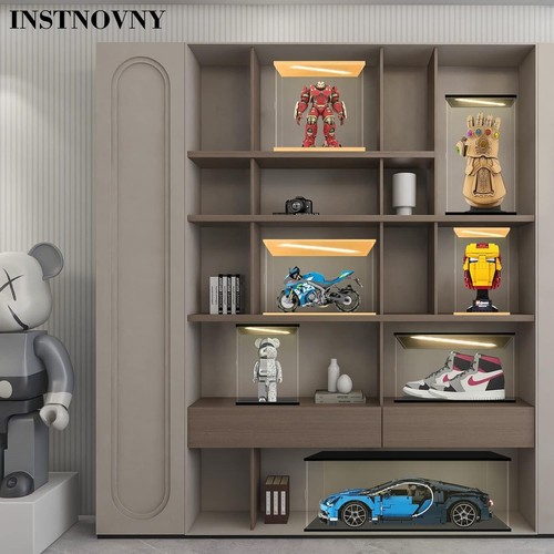 Action Figure Display Case 10" Figurine Acrylic LED Light 1/8 Toy Clear Door Box - Picture 5 of 12