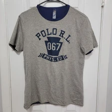 Polo Ralph Lauren T Shirt Mens Medium Phys Ed Double Layer Reversible Vintage