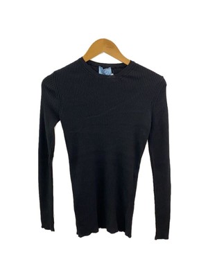 PRADA◆ニット・セーター(薄手)/42/ウール/BLK/無地/AMA2 2022 1175// PRADA KNIT SWEATER (THIN 42 COTTON Black SOLID COLOR AMA2