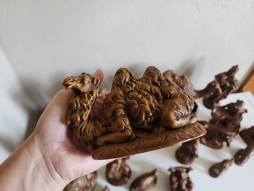 Vintage Atlantic Mold Nativity Set 19 Piece Brown Ceramic USA 1970 Signed Large - Picture 6 of 21