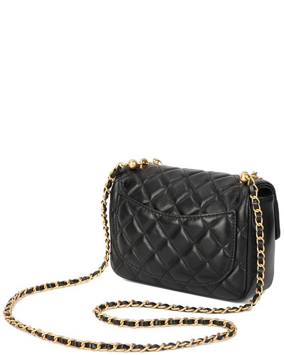 Tiffany & Fred Paris Quilted Sheepskin Leather Crossbody Women's Black Os - Picture 2 of 3