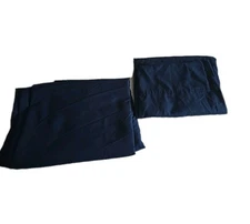 Lot of 2 Mainstays Navy Blue Bedding Flat Sheet Twin XL & 1 Pillowcase Set