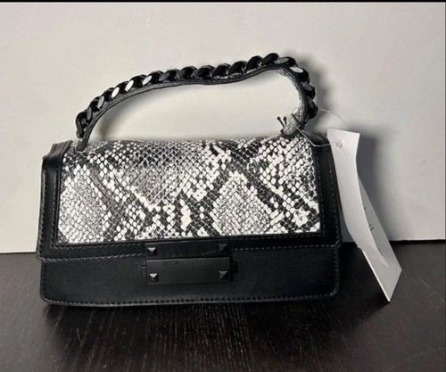 Nicole Miller Snakeskin Mini Crossbody/Handbag/Purse Black/White - Picture 1 of 11