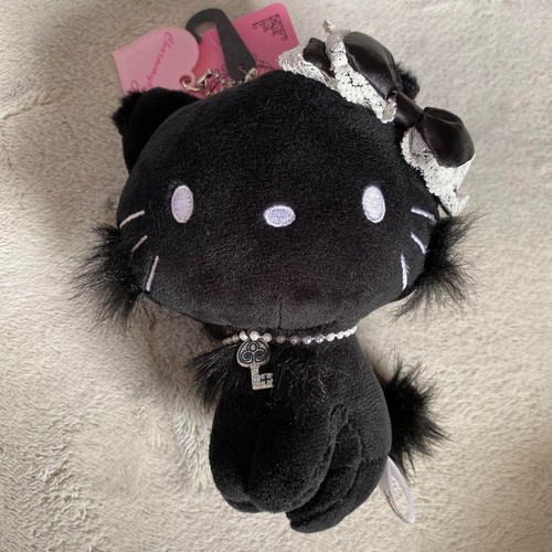Black Charmmy Kitty Black White Bow Hello Kitty Plush Doll Brand Japan - Picture 1 of 2