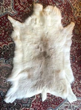 Unique White and Silver Winter-Thick Arctic Reindeer Caribou Throw Fur Pelt 