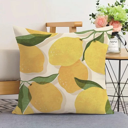 Almohada, Almohada Cuadrada Estampada de Dibujos Animados Fruta Limón, Decoración de Salón Dormitorio - Imagen 13 de 13