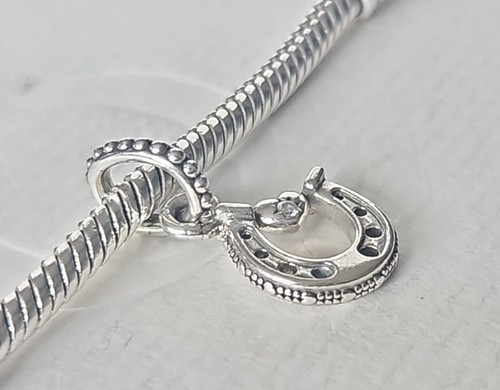 Genuine Stamped Pandora Charm - Silver Good Luck Horseshoe Dangle S925 ALE - Picture 2 of 6