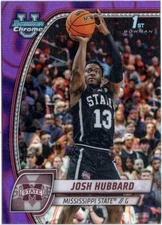 2024-25 Bowman University Chrome Purple Lava Refractor Josh Hubbard Card RC #35 