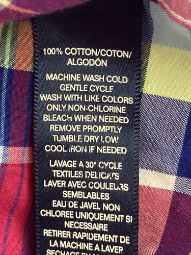 Chaps mehrfarbig kariertes bügelfreies Baumwollhemd mit Knopfleiste Damengröße Large L - Bild 6 von 6