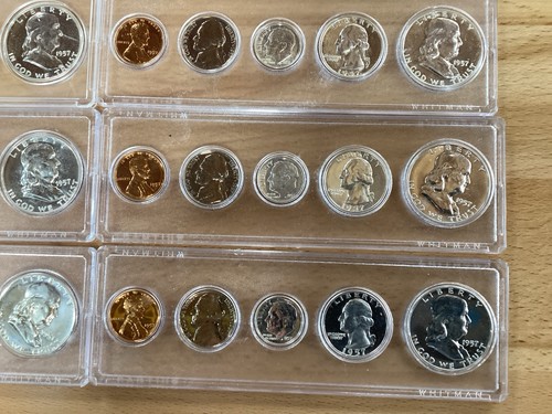 1957 US Silver Proof Sets Lot of 12 Gem Sets in Whitman Holders E1757 - Bild 7 von 16