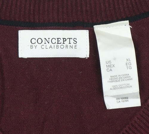 Concepts by Claiborne Men's XL Red Striped Pullover Jumper - Picture 3 of 12
