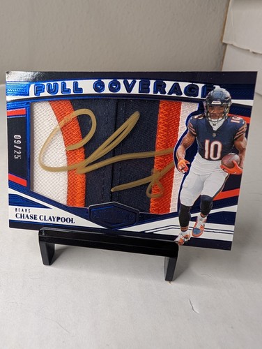 2023 Panini Plates & Patches Full Coverage Blue Chase Claypool 9/25 Auto Patch 