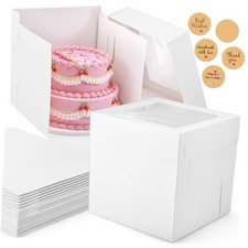 12Pcs Cake Boxes, 12x12x12 Inches Tall Cake Boxes with 12x12x12 Inch - White