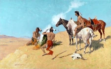 The Smoke Signal Painting by Frederic S. Remington Reproduction