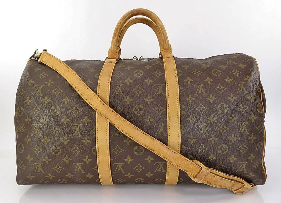 Auténtico bolso de lona Louis Vuitton Keepall bandolera 50 monograma #62099 Foto 3 de 4